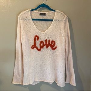 Wooden Ships Pink Love Knit Sweater Size S/M